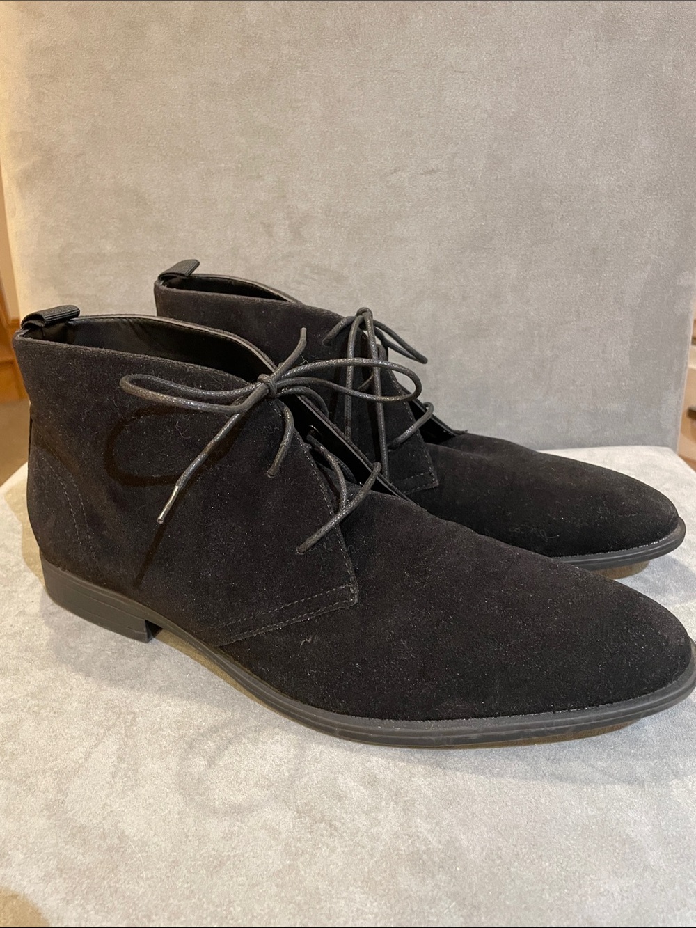 ASOS Design Men's 11 Black Faux-Suede Desert Chukka Boots - Classic Lace-Up